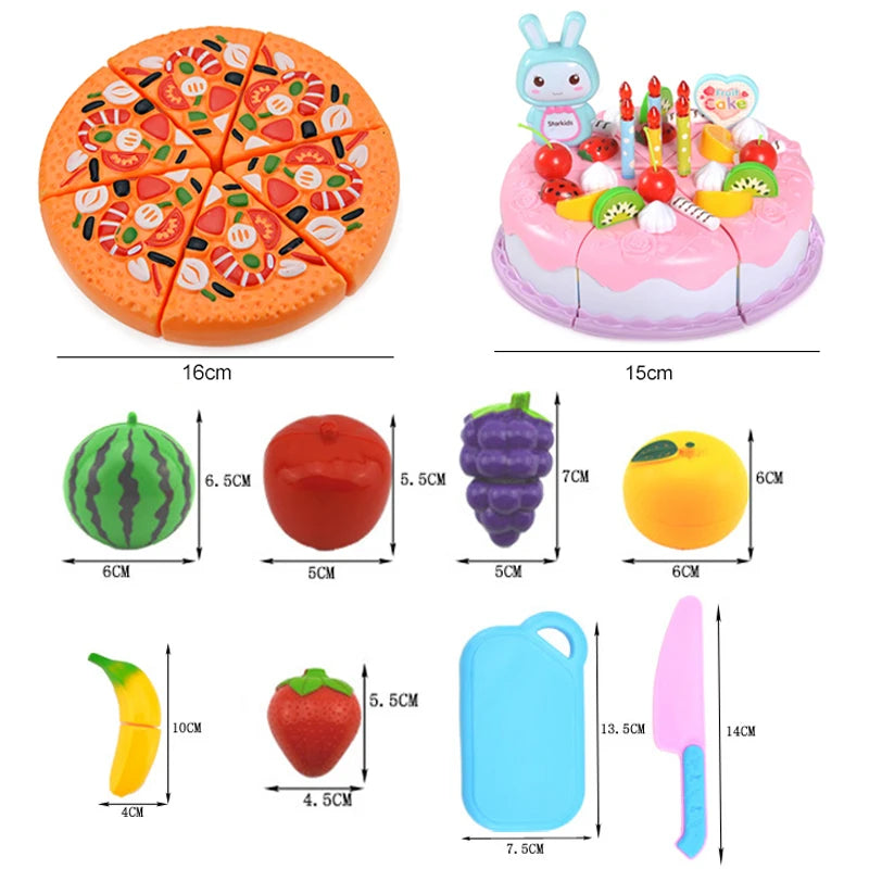 Kids Pretend Play Kitchen Toy Set | Cutting Food Toys for Children