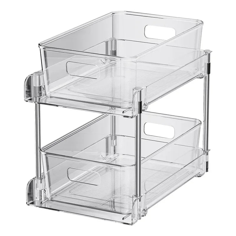 Writing  2-Tier Under Sink Organizer – Sliding Pull-Out Storage Rack