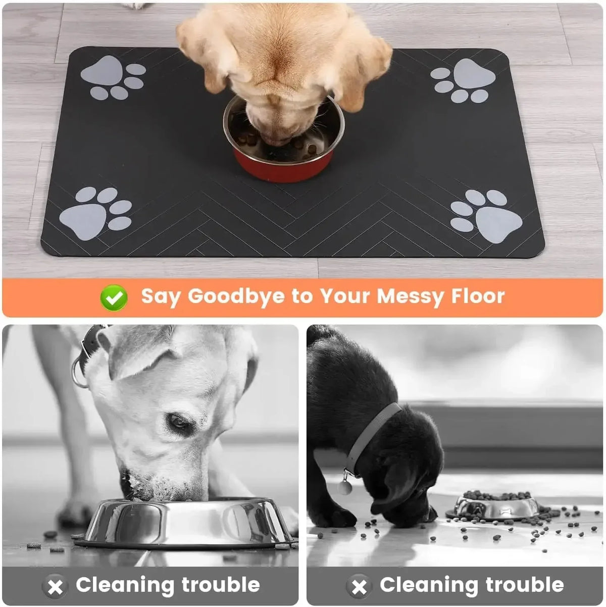 Absorbent Pet Feeding Mat for Dogs & Cats, Waterproof Bowl Placemat