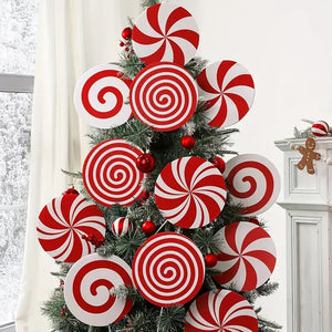 Red & White Peppermint Christmas Tree Toppers