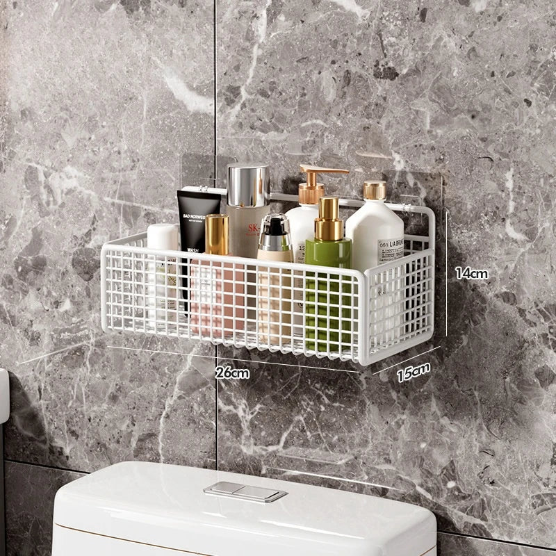 No-Drill Bathroom Organizer – Wall-Mounted Storage Shelf