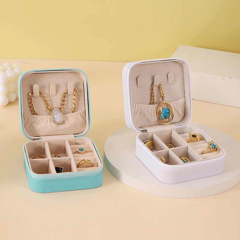 Portable Leather Jewelry Organizer – Travel Storage Case