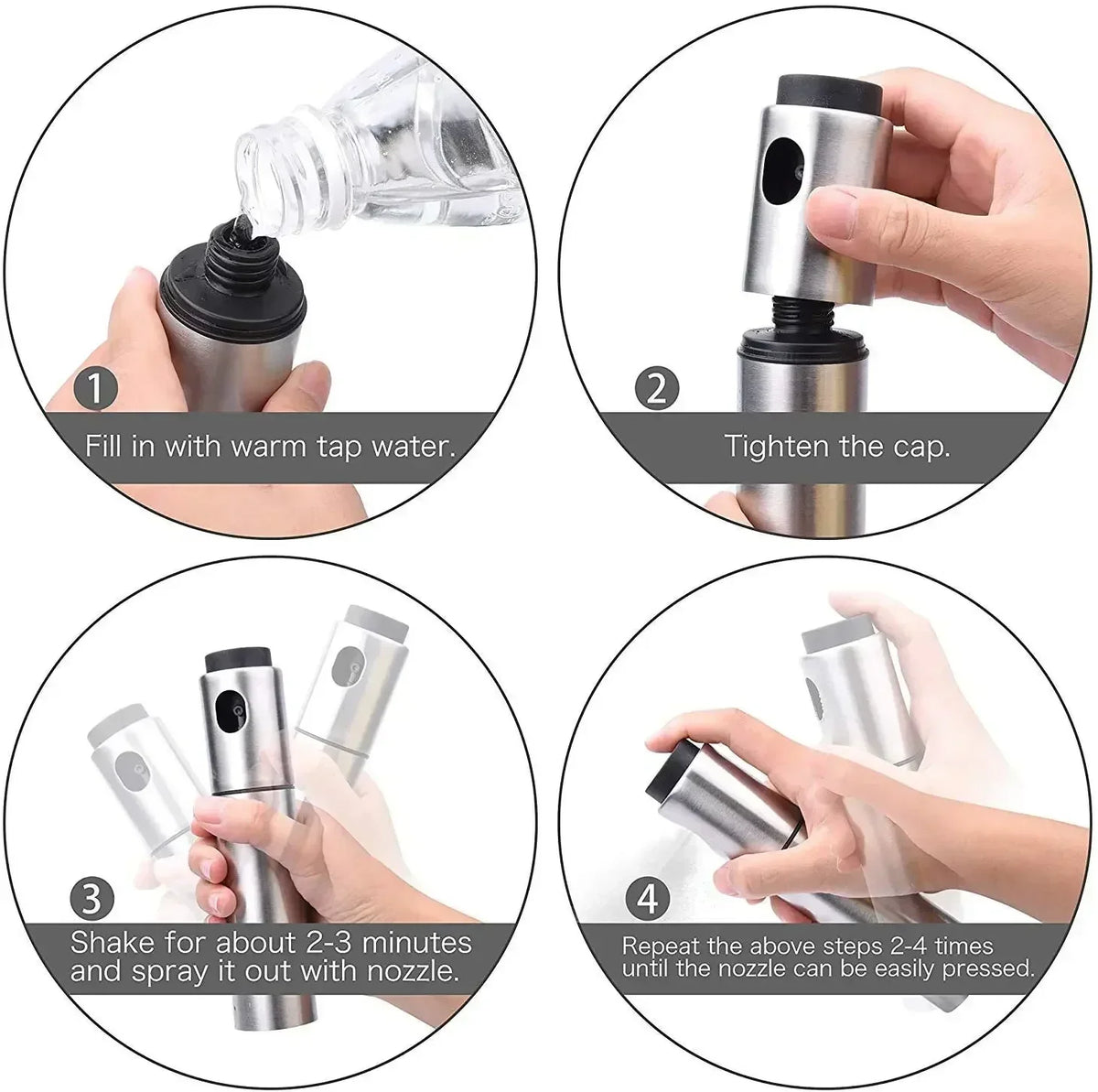 100ml Stainless Steel Olive Oil Sprayer & Dispenser Bottle