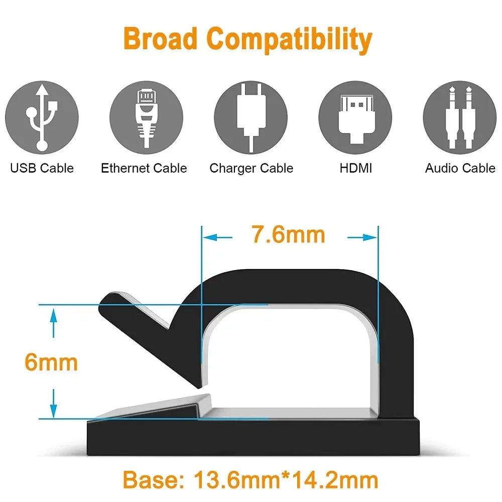 Self-Adhesive Cable Clips for Wire Management – Cable Clamp Accessories