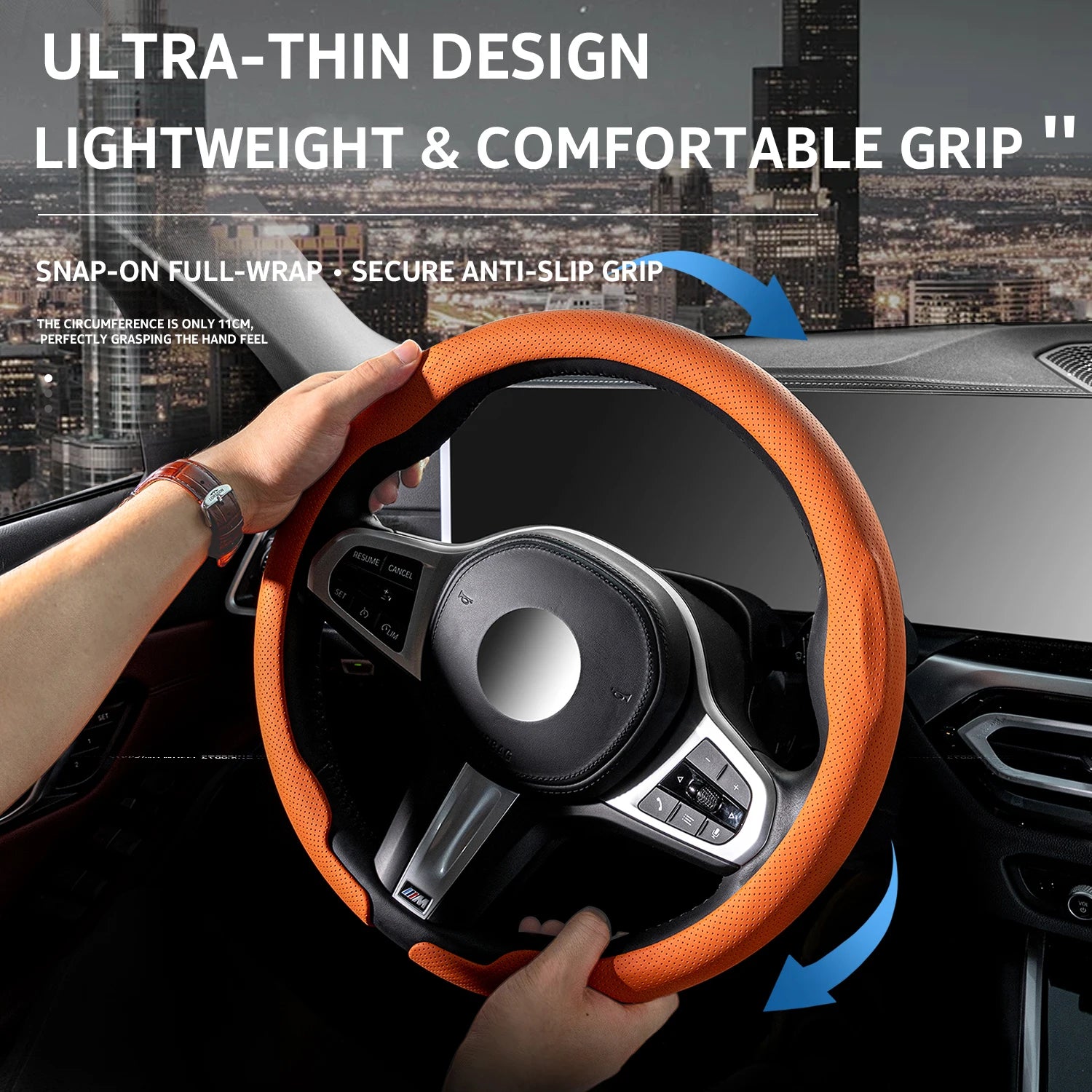 Universal Ultra-Thin Steering Wheel Cover – Anti-Slip Suede Nappa