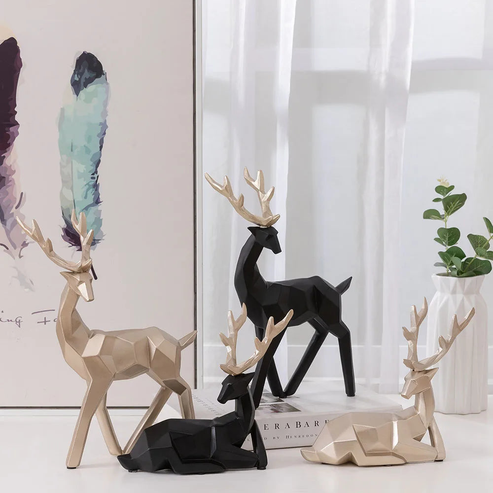 Geometric Resin Deer Ornament – European Style Home Decor