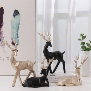Geometric Resin Deer Ornament – European Style Home Decor