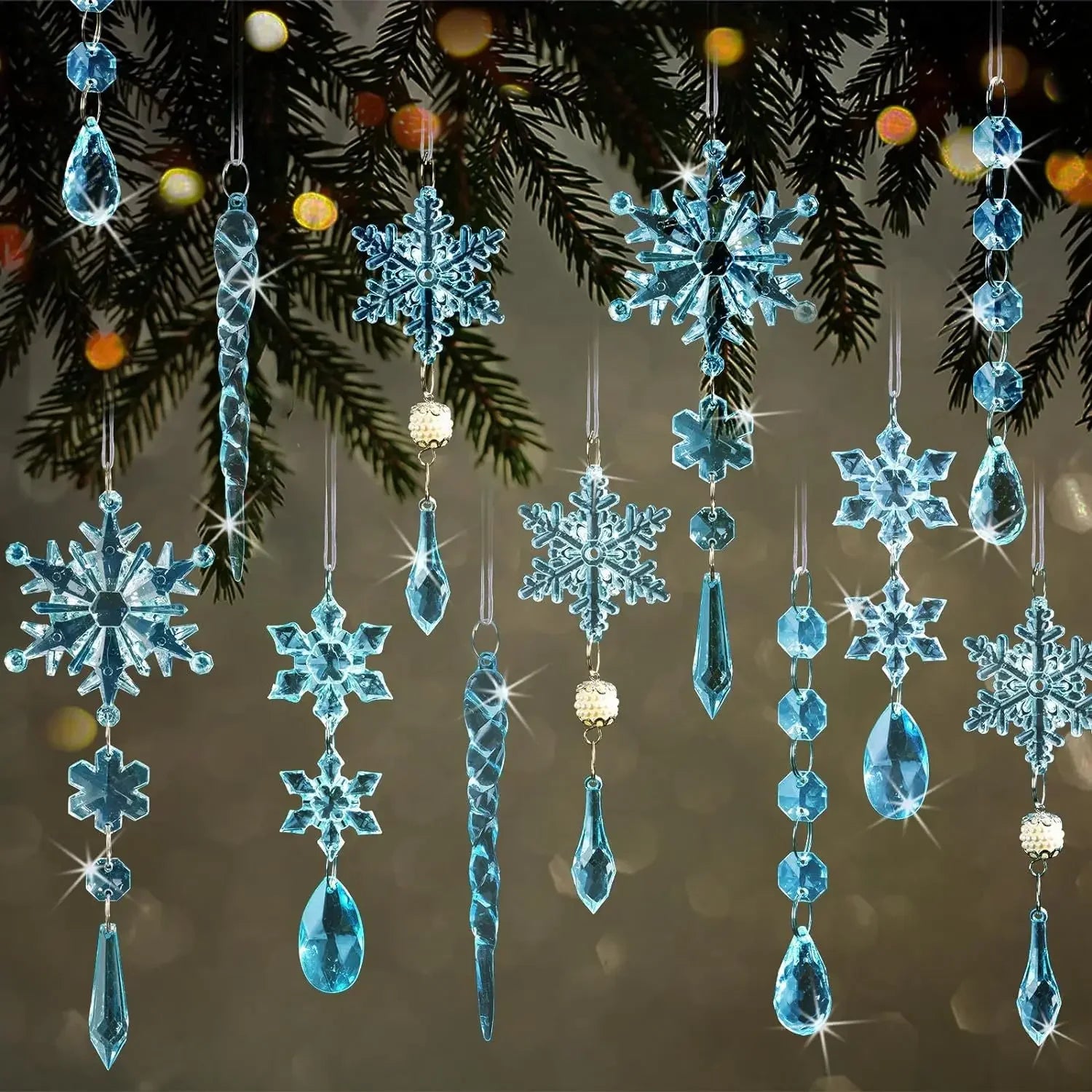 18-Piece Colorful Crystal Christmas Tree Ornaments Set