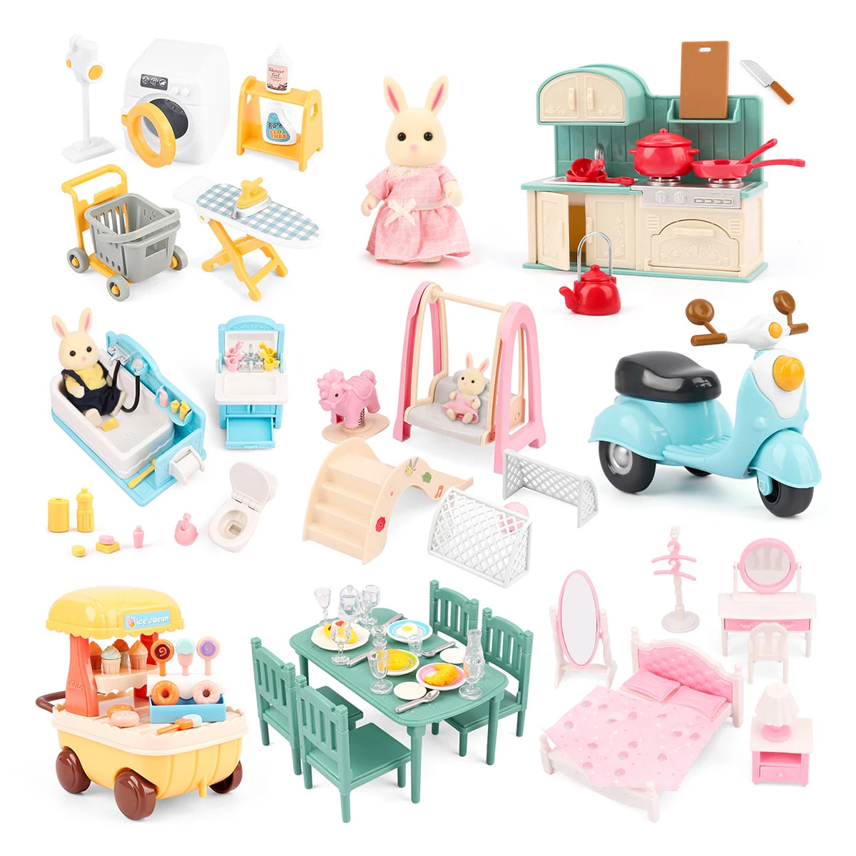 1:12 Miniature Dollhouse Furniture Set – Kitchen & Dining Accessories for Kids