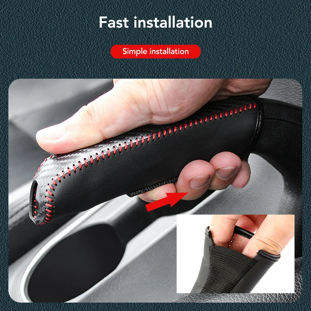 Car Leather Handbrake Cover – Protective Interior Sleeve