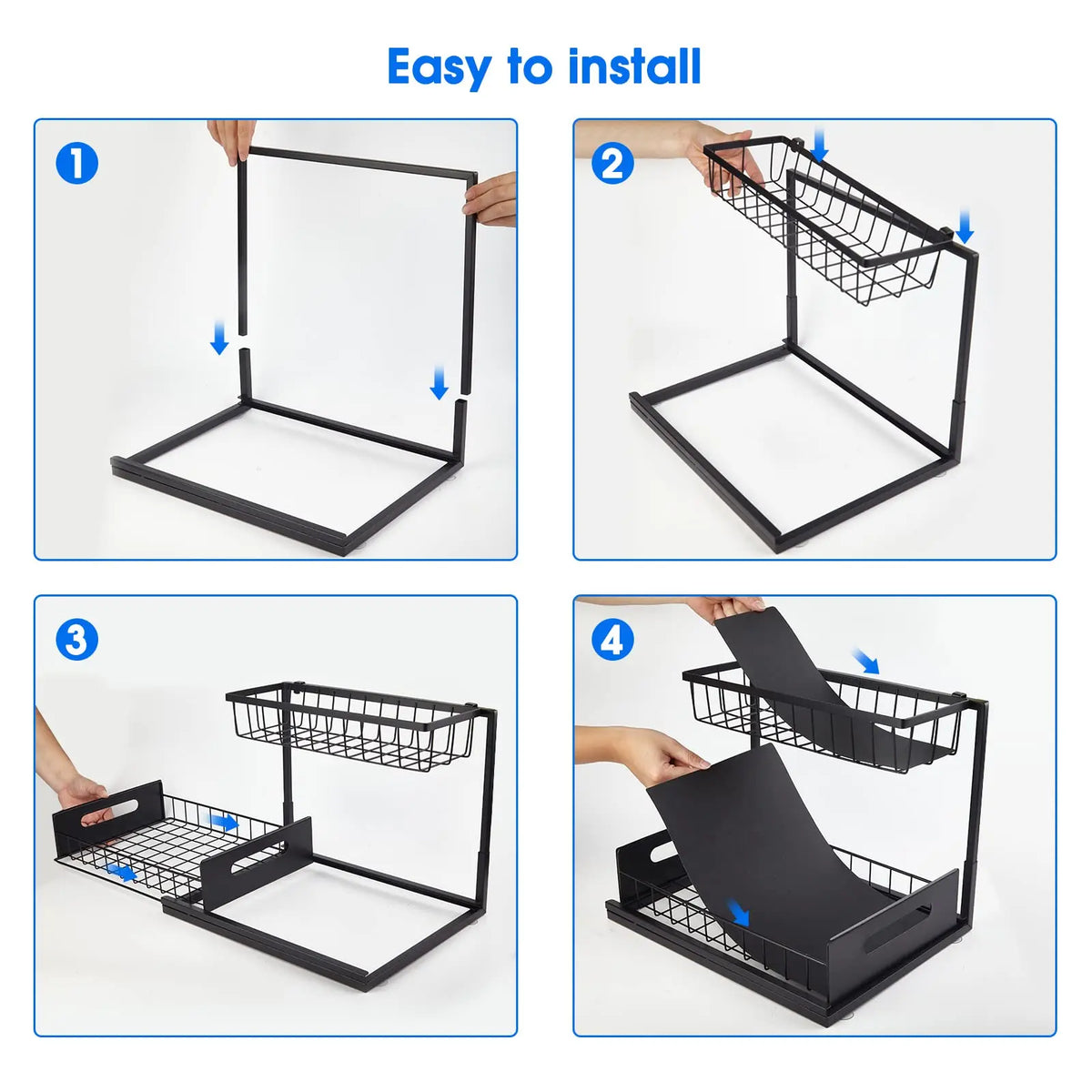 2-Tier Sliding Under Sink Organizer – Kitchen & Bathroom Storage