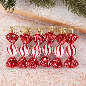 6pcs Christmas Candy Cane, Lollipop & Hanging Ball Ornaments for Xmas Tree