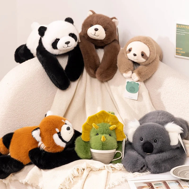 Kawaii Forest Animal Plush Toy – Soft Raccoon, Dinosaur & Panda Pillow