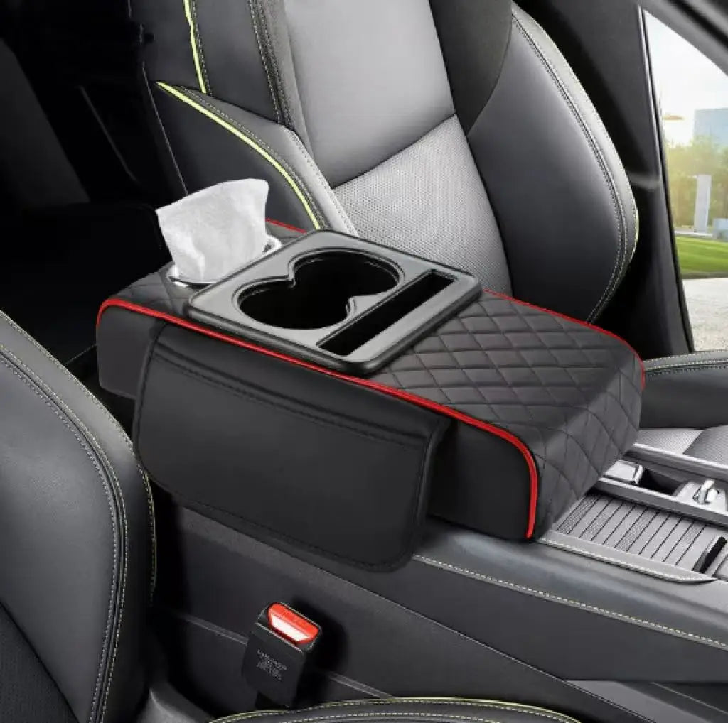 Car Center Console Armrest Cushion with 2 Cup Holders