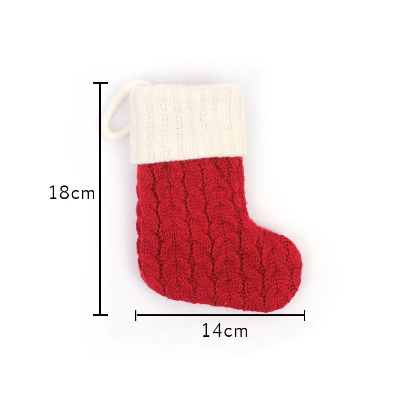 Personalized Christmas Stocking Boots, Knitted Xmas Tree Ornaments with Snowflake Letters