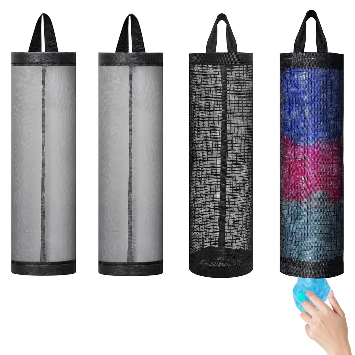 Wall-Mounted Plastic Bag Dispenser – Reusable Mesh Storage Organizer