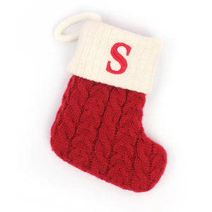 Personalized Christmas Stocking Boots, Knitted Xmas Tree Ornaments with Snowflake Letters