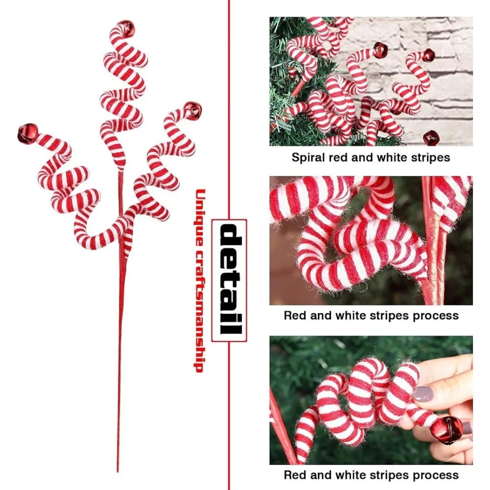 Christmas Flower Picks with Woolen Bells