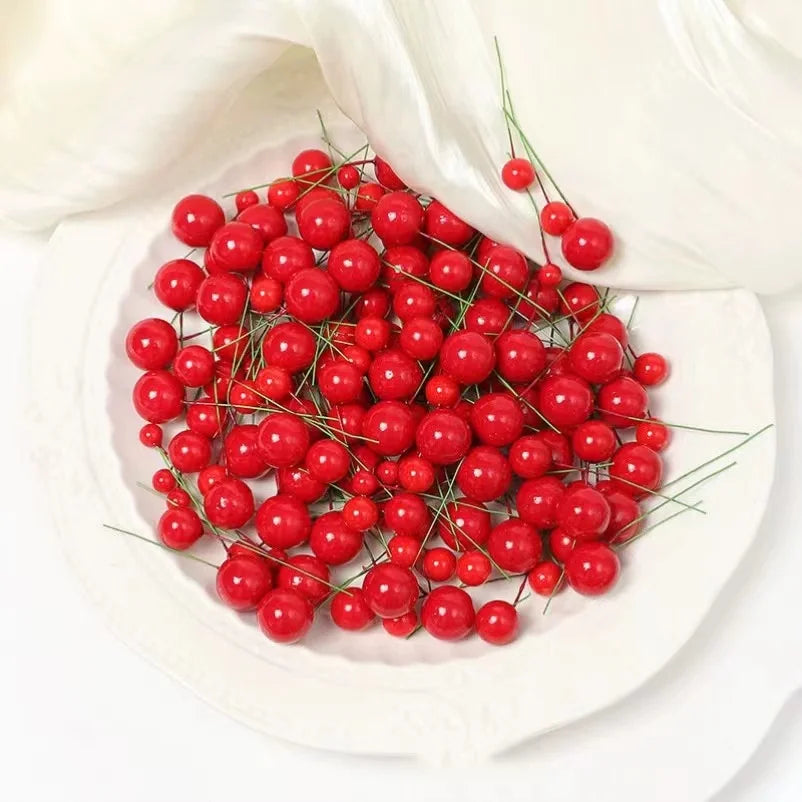 Mini Artificial Red Berries for Christmas Wreaths, DIY Floral Crafts & Home Decor