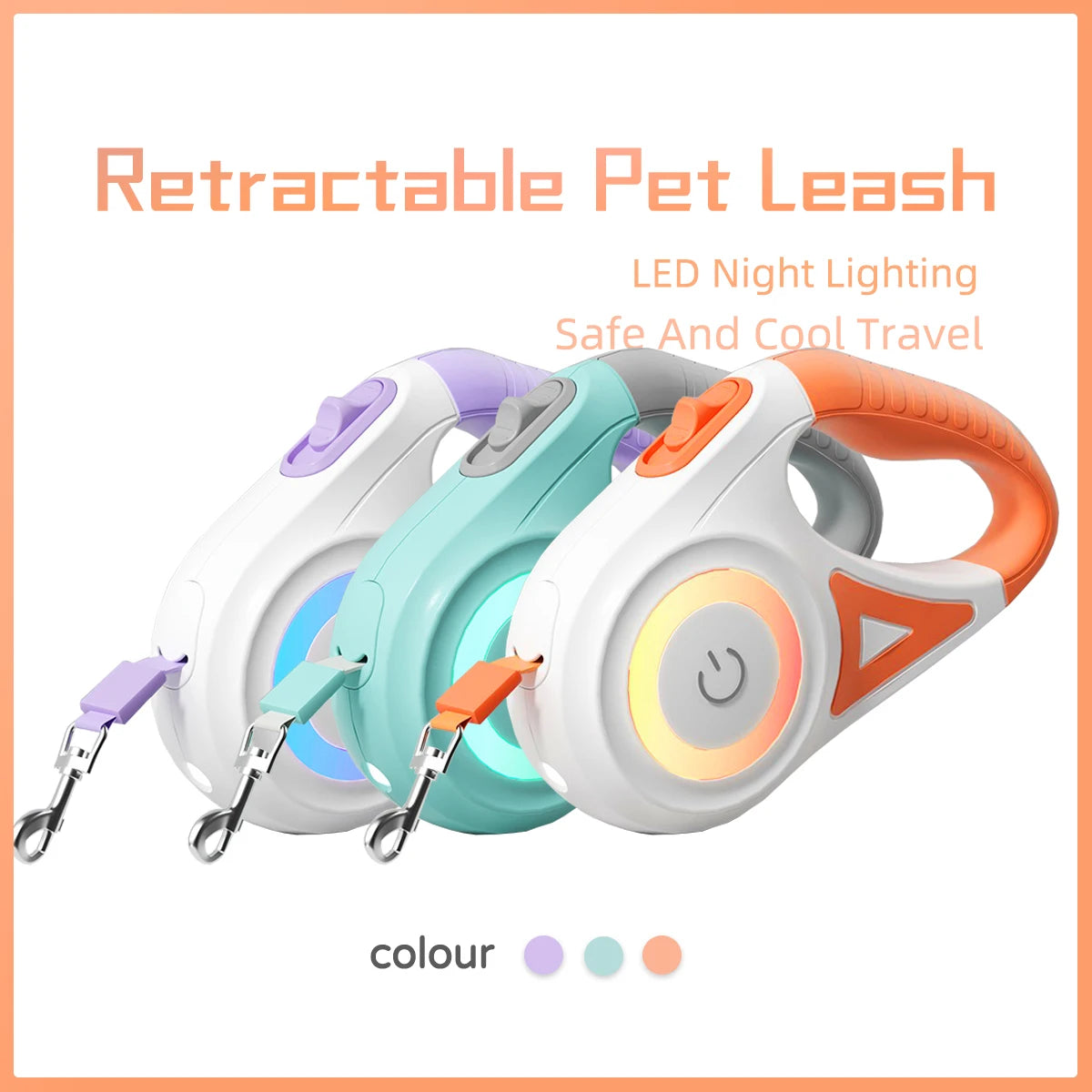 SEO Title: LED Retractable Dog Leash – 3m/5m Light-Up Leash for Dogs & Cats
