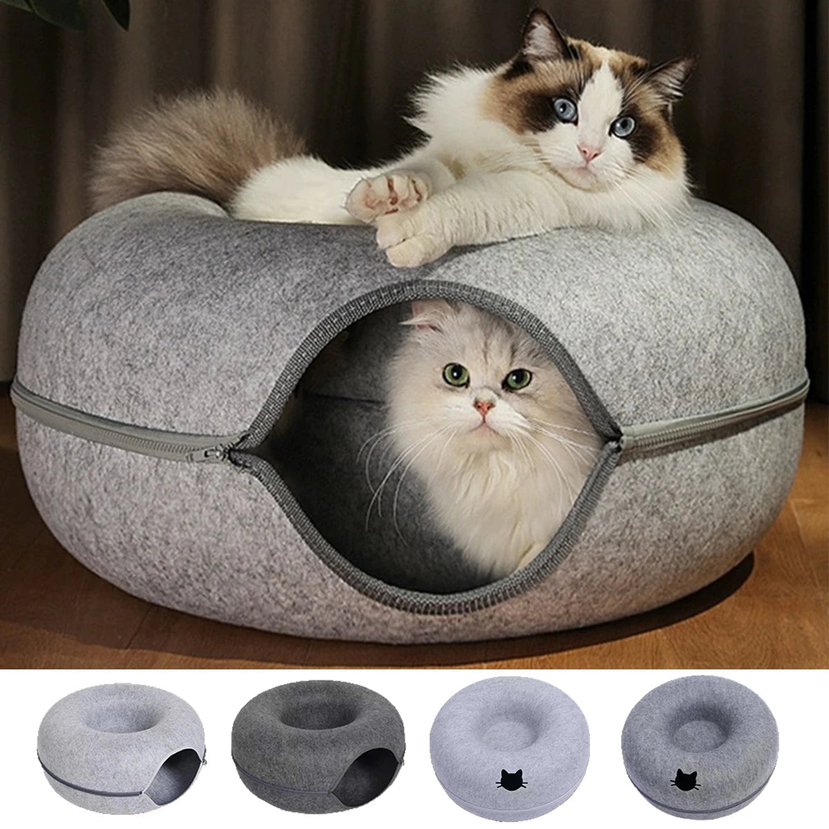 Interactive Cat Tunnel Bed & Felt Scratcher for Kittens