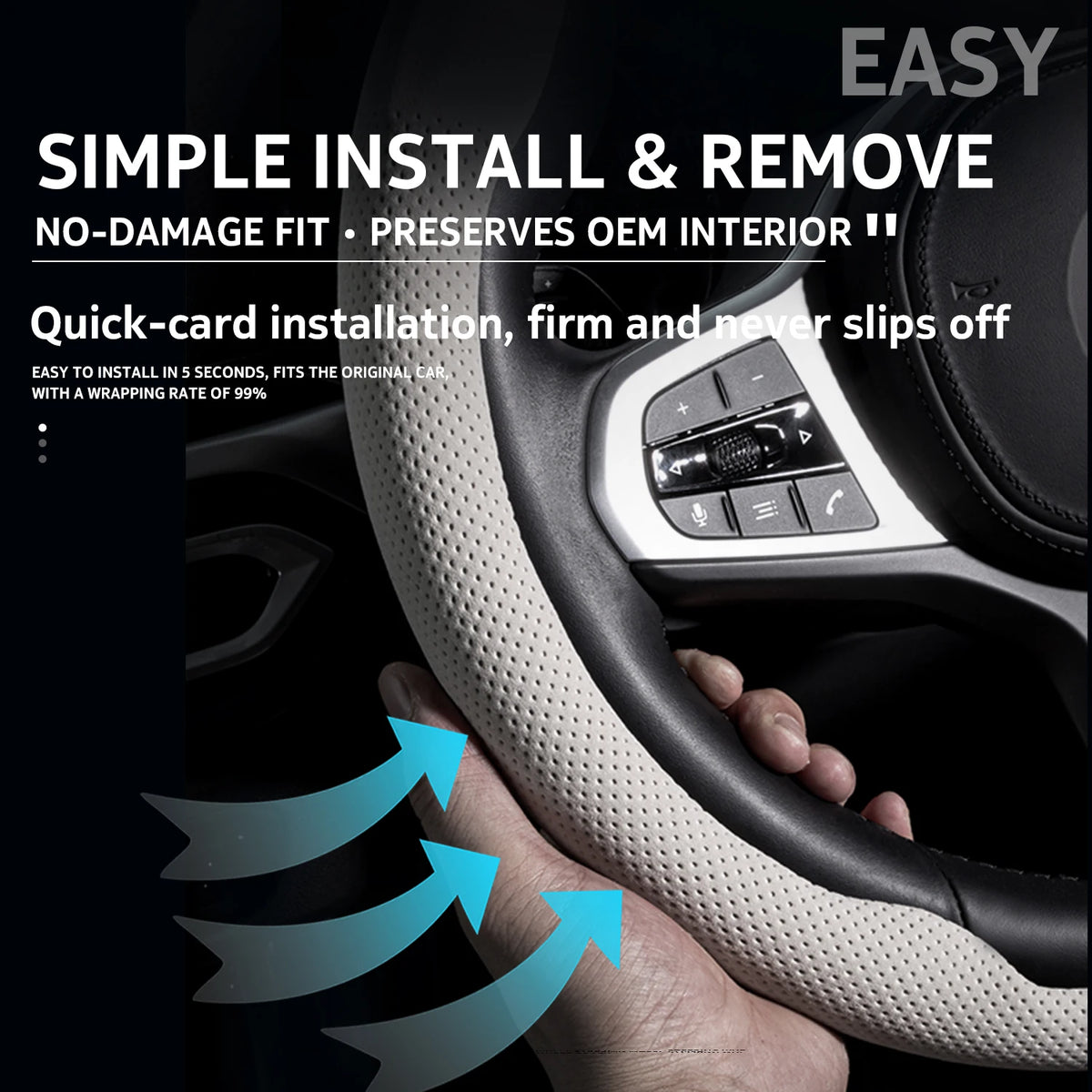 Universal Ultra-Thin Steering Wheel Cover – Anti-Slip Suede Nappa