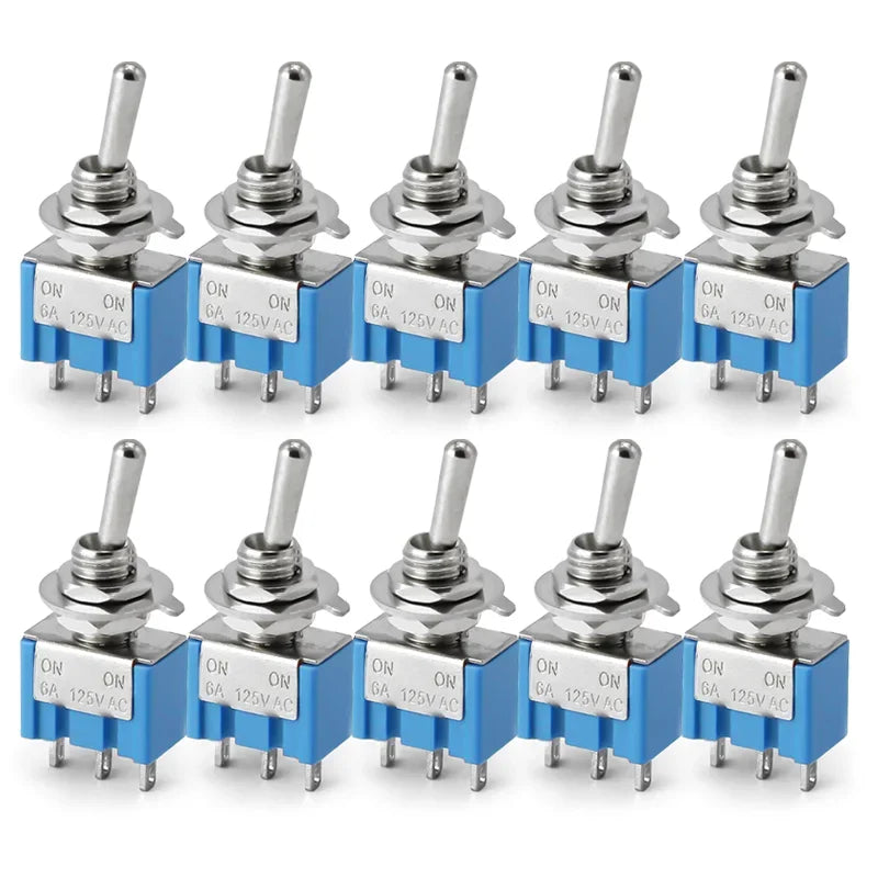 10PCS Mini Toggle Switch Set – 3Pin/6Pin ON-OFF Switches