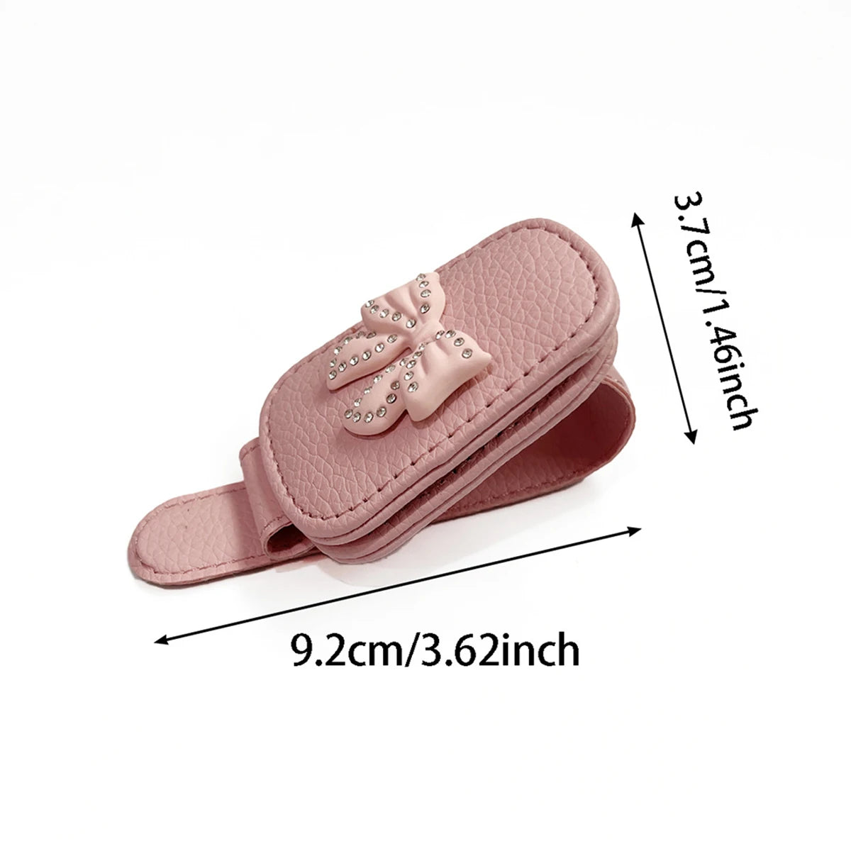 Pink Rhinestone Car Sun Visor Glasses Clip – Cute Bow Tie Holder