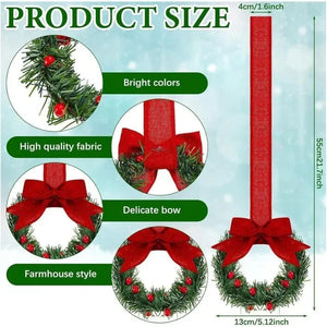 4-Piece Mini Christmas Wreaths with Bows & Red Berries