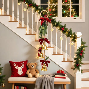 Christmas Door Hanging Bells with Velvet Bows