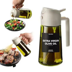 470ml Glass Oil Sprayer & Dispenser – 2-in-1 Cooking Bottle