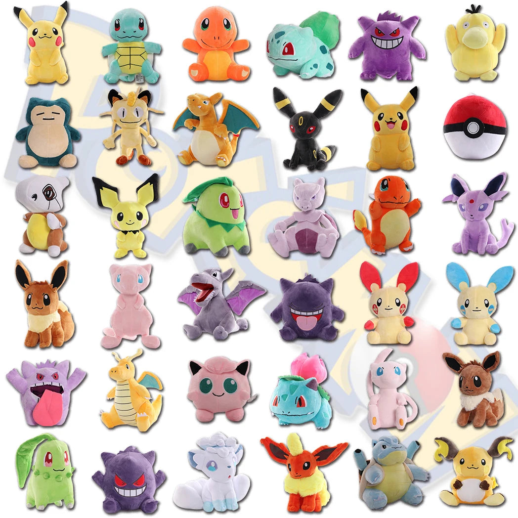 Pokémon Plush Toys 15–25cm – Pikachu, Eevee, Gengar & More