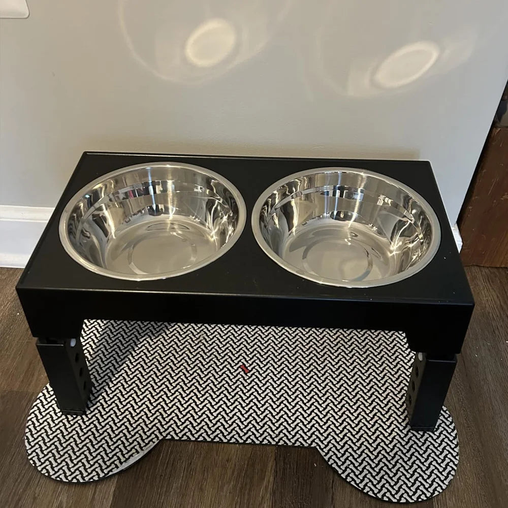 SEO Title: Adjustable Raised Dog Feeder with Double Stainless Steel Bowls