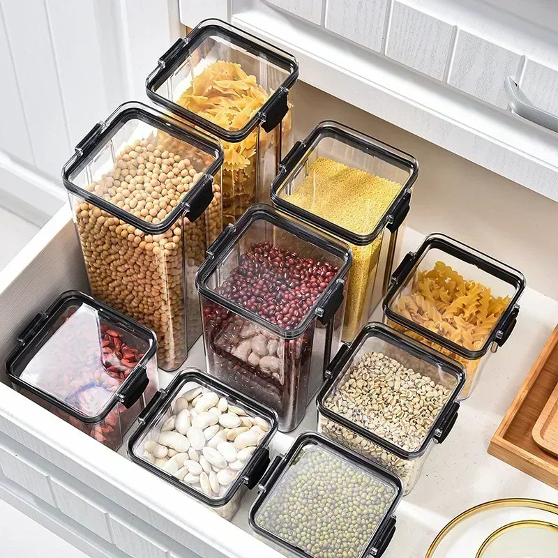 Stackable Plastic Food Storage Containers – Airtight Kitchen Jars