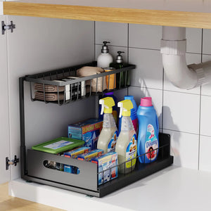 2-Tier Sliding Under Sink Organizer – Kitchen & Bathroom Storage