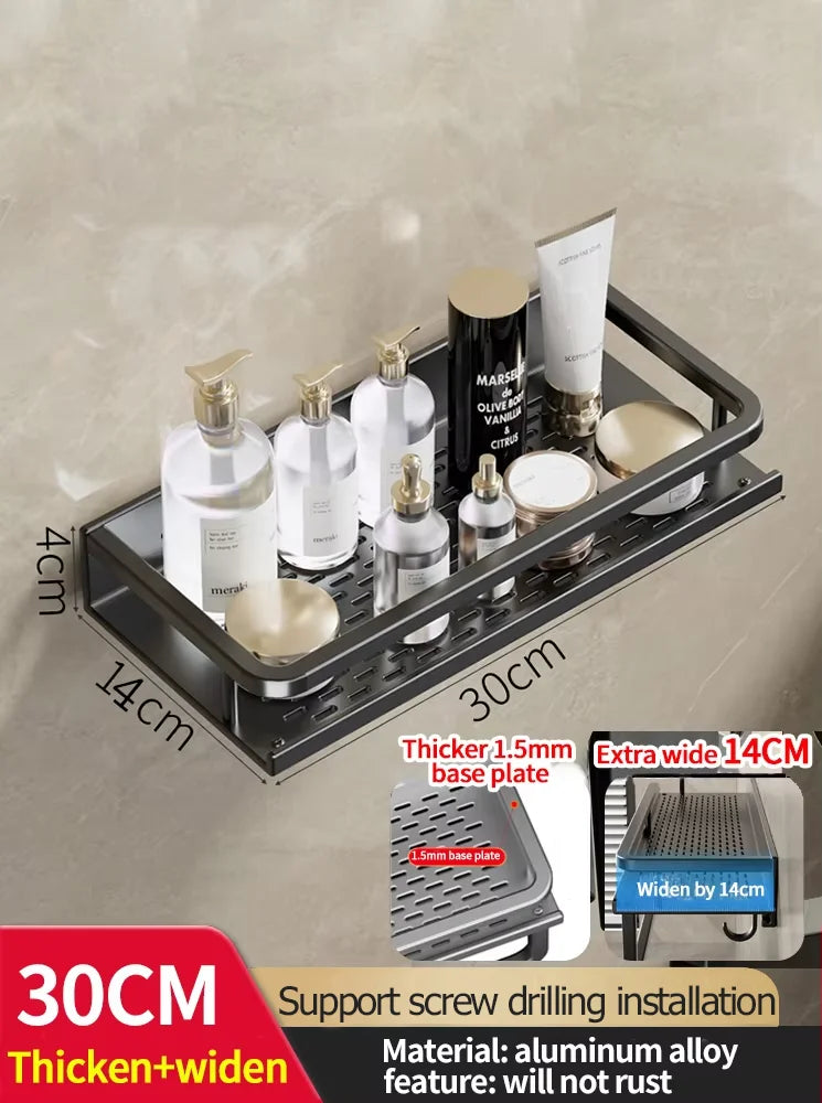 Wall-Mounted Aluminum Bathroom Rack – Space-Saving Storage Shelf