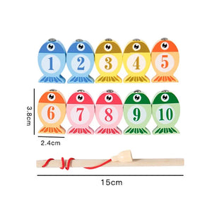 Wooden Fishing Game Toy for Kids, Alphabet & Number Learning Puzzle