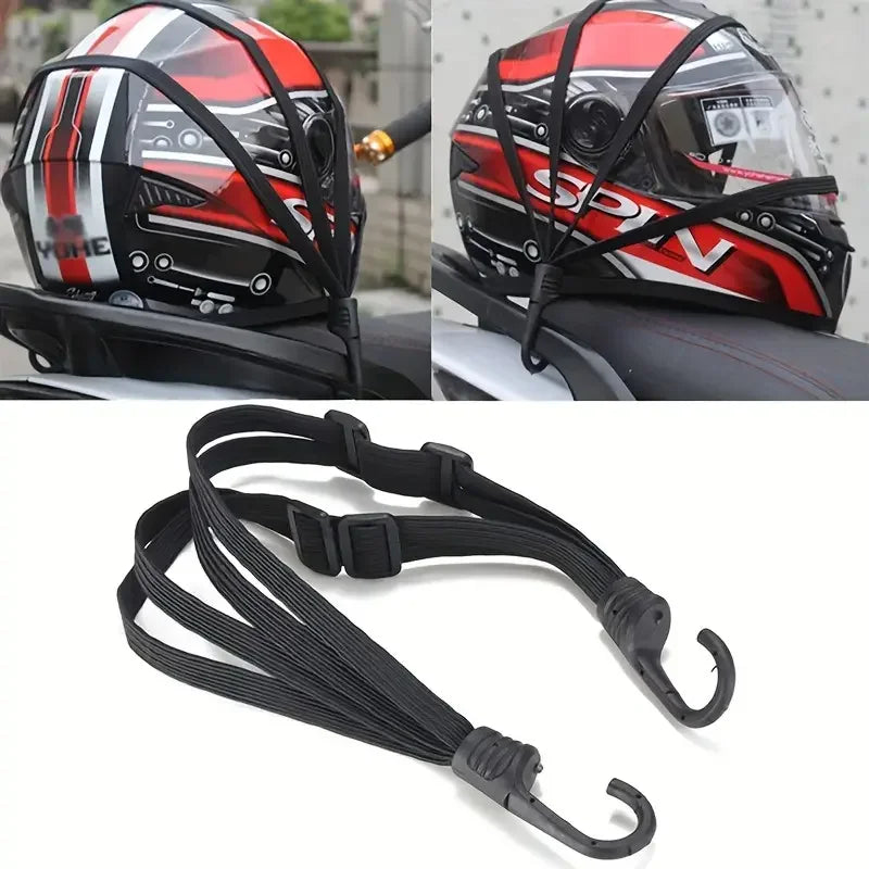 Motorcycle Helmet Cargo Net with Safety Hooks – Elastic Luggage Mesh