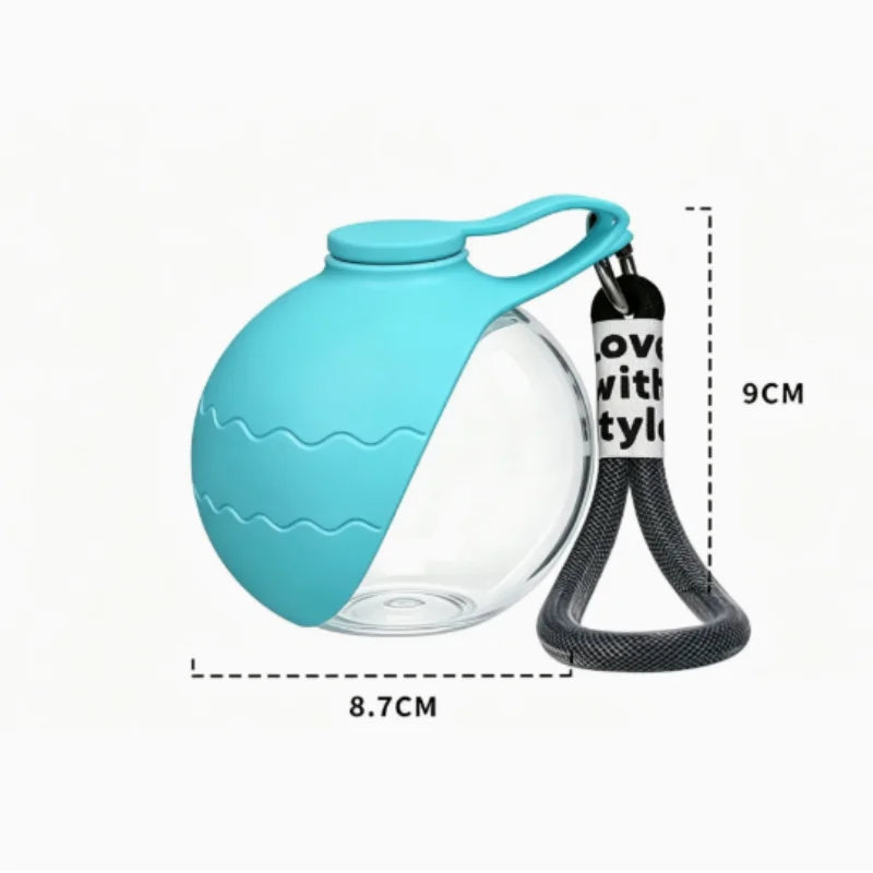 Outdoor Travel Pet Water Cup Portable Foldable Spherical Dog Water Dispenser PET Plastic Reusable Drinking Bottle with Hook
