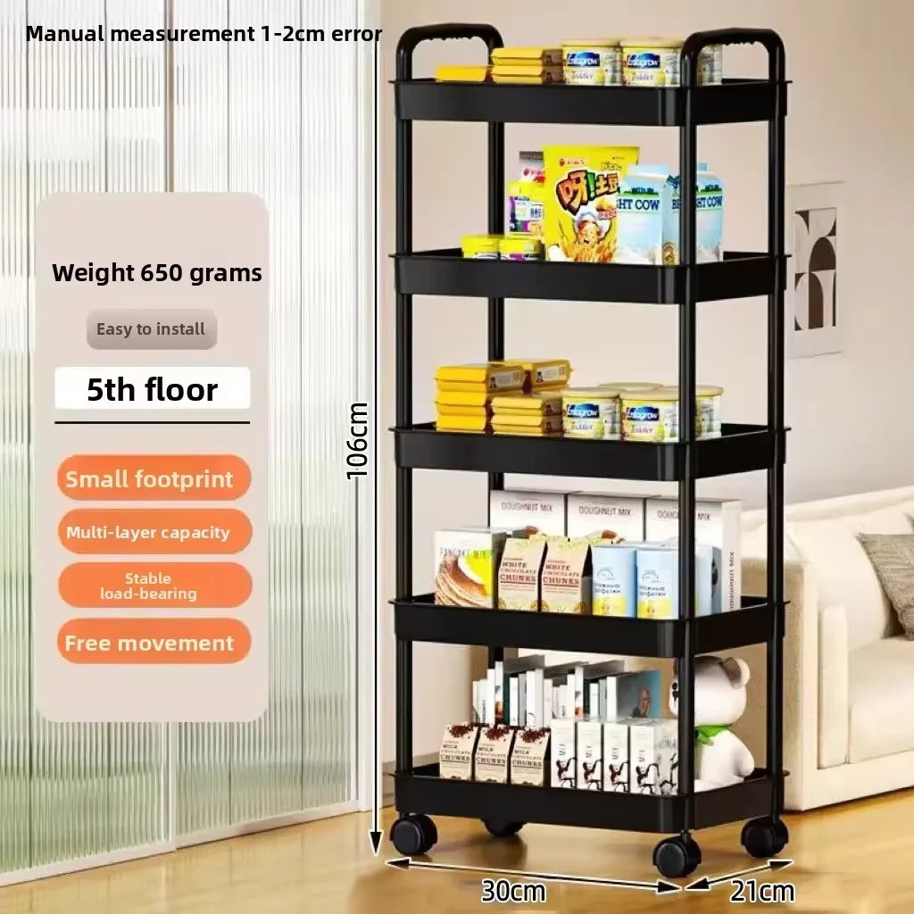 5-Tier Rolling Kitchen Storage Cart with Wheels – Multi-Purpose Organizer