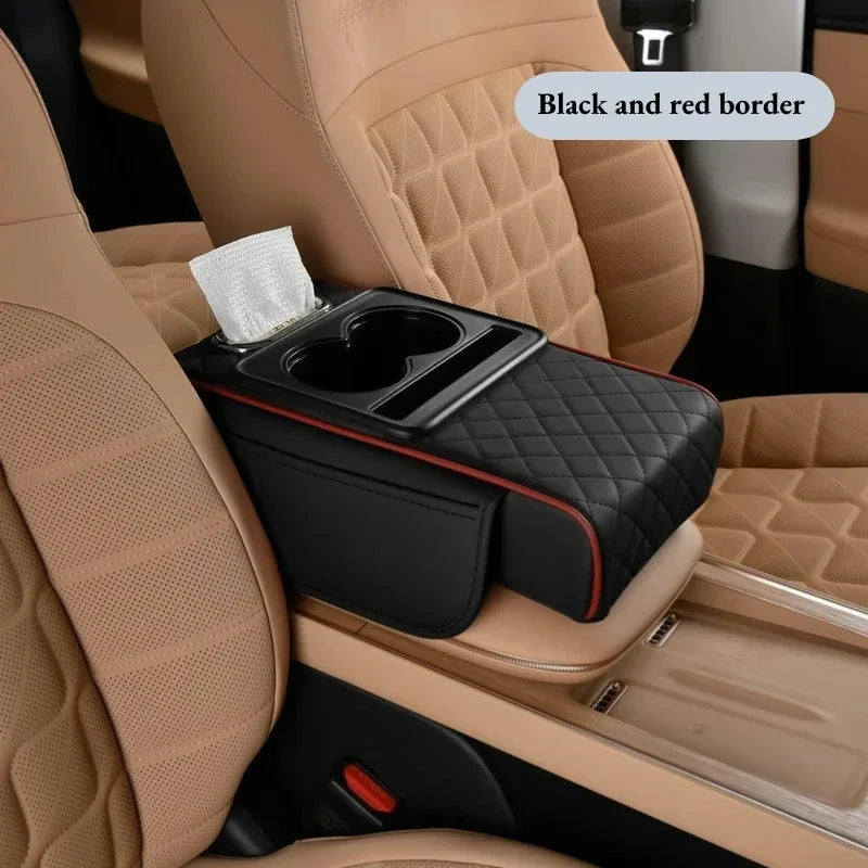 Car Center Console Armrest Cushion with 2 Cup Holders