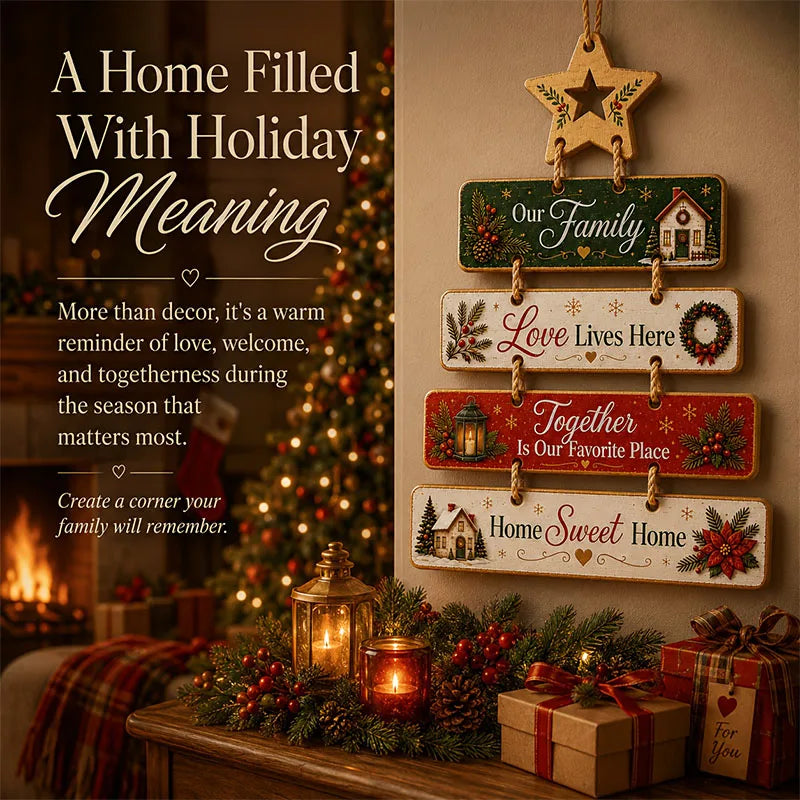 Wooden Christmas Door Hanging Decor