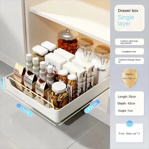 Pull-Out Kitchen Storage Rack with Sliding Rails – Metal Organizer