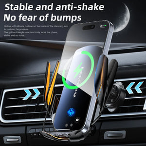 Wireless Car Phone Holder with Charger – 360° Rotating Air Vent Mount