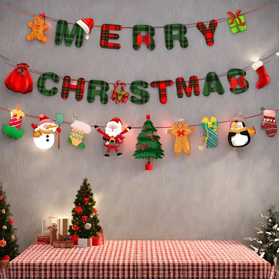 Christmas Party Decorations Set with Banner & Ornaments