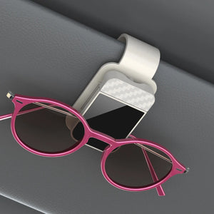 Car Sun Visor Sunglasses Holder & Card Clip Organizer