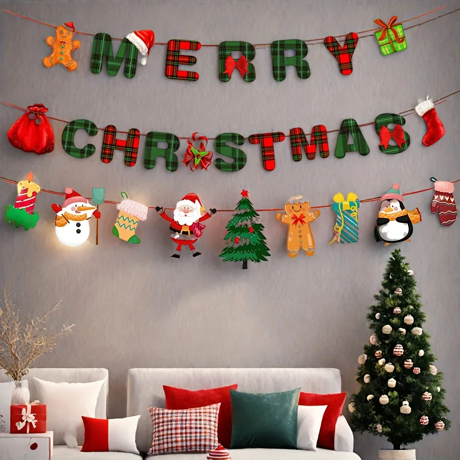 Christmas Party Decorations Set with Banner & Ornaments