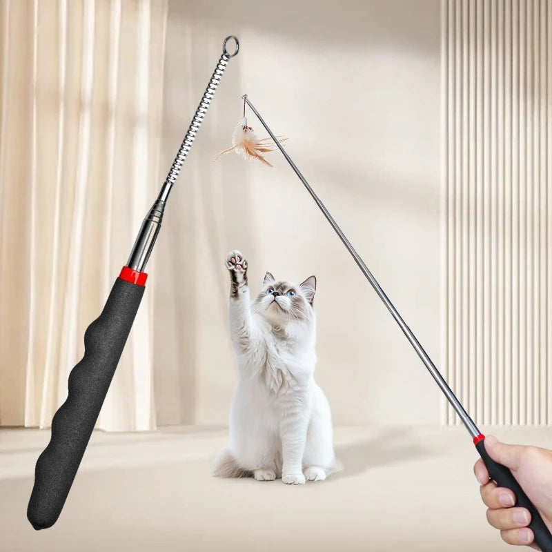 Interactive Cat Wand Toy – Retractable Fishing Pole for Indoor Cats