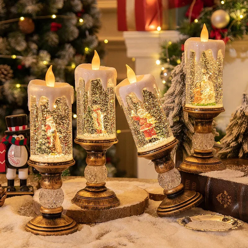 Christmas Crystal Snow LED Candles – Festive Holiday Decor