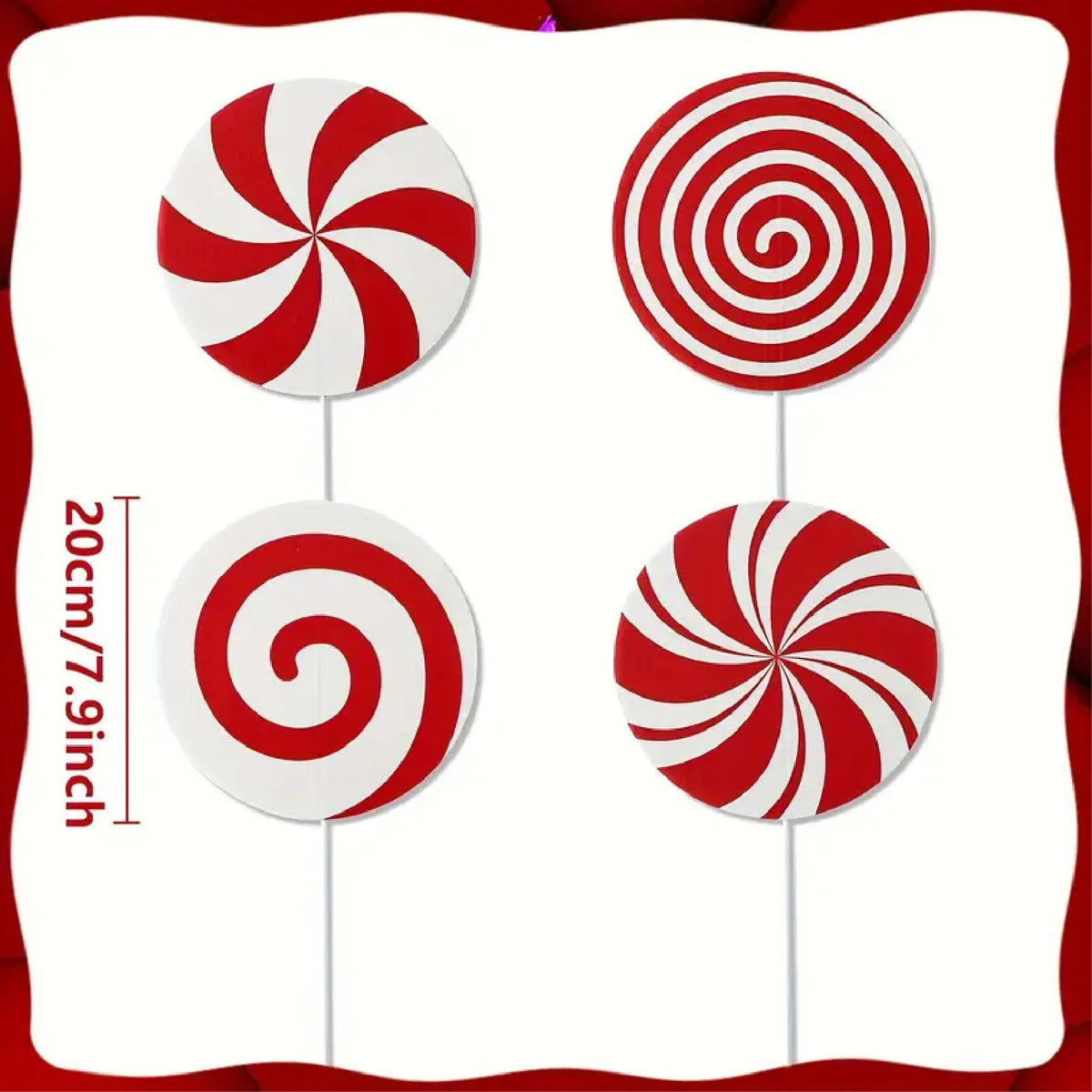 Red & White Peppermint Christmas Tree Toppers
